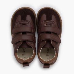 Barfuß Kindersneaker Seitenstreifen Braun