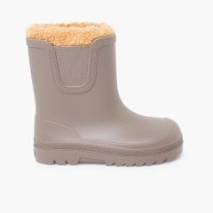 Barefoot Wide Chelsea-Regenstiefel Lammfellfutter Mausgrau