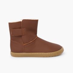 Mädchen-Barefoot-Stiefel Leder Klettverschluss Leder