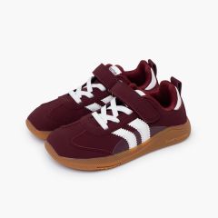 Blanditos Turnschuhe Seitenstreifen Klettverschluss und Schnürsenkel Bordeaux und Weiß
