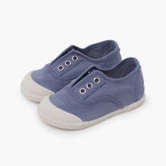 Barfuß-Sneaker Segeltuch ohne Schnürsenkel Blau