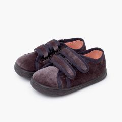 Barfuß-Sneaker Samt doppeltem Klettverschluss Grau
