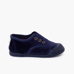 Barfuß-Schuhe Samt ohne Schnürsenkel Marineblau