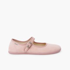 Barfuß-Mary-Janes in Wildlederoptik mit Schnalle für Damen Rosa