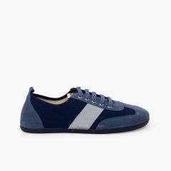 Barfuß-Sneaker Canvas und Wildleder große Größen Blau