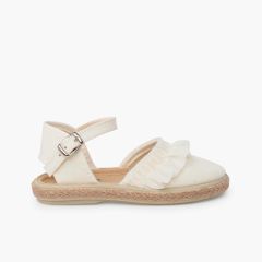 Espadrilles Mädchen Volant und Schnalle Roh