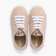 Sneaker Schnürsenkeln Mädchen Blumen Beige