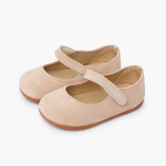 Barfuß Mary Janes Wildleder Mädchen erste Schritte Beige