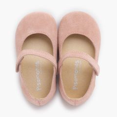 Barfuß Mary Janes Wildleder Mädchen erste Schritte Rosa
