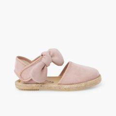 Espadrilles Mädchen Schleife Wildleder-Optik Nude
