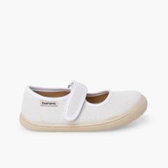 Barfuß-Spangenschuhe für Mädchen mit Glanzeffekt Weiß