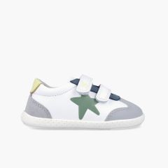Barfuß-Lauflernschuhe mit Stern Blau kombiniert