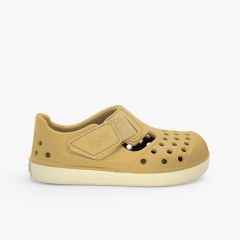 Strandsandalen Clog-Stil barefoot Malibu Sohle Creme Dijon