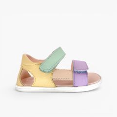 Barefoot-Sandalen erste Schritte seitlichem Riemen Multicolor