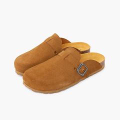 Bio-Clogs für Damen Spaltleder Kamel