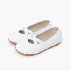 Barfuß Ballerinas Kommunion Balletstil Weiß