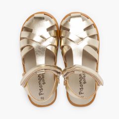 Geschlossene Barfußsandalen aus Nappaleder Gold