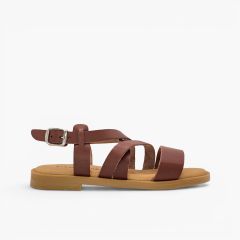 Sandalen überkreuzten Riemen Spann und Schnalle Leder
