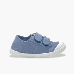 Barfuß-Sneaker gewaschenem Canvas Klettverschlüssen Blau