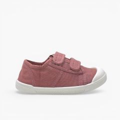 Barfuß-Sneaker gewaschenem Canvas Klettverschlüssen Rosa