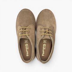 Blucher Kinder Veloursleder Schaftrand Schnürsenkel Mausgrau