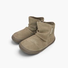 Barfußstiefel in Knitteroptik Mausgrau