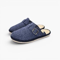 Flexible Filz-Pantoffeln Clogform Schnalle Marineblau