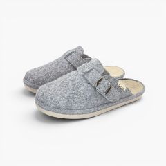 Flexible Filz-Pantoffeln Clogform Schnalle Grau