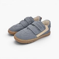 Barefoot-Sneaker in Nubuk-Optik seitlicher Verzierung Bleigrau