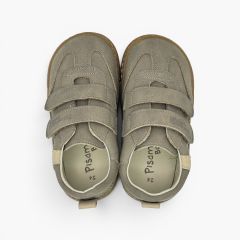 Barefoot-Sneaker in Nubuk-Optik seitlicher Verzierung Mausgrau
