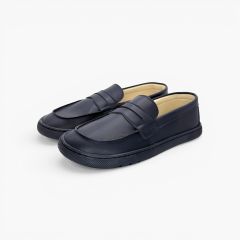 Barefoot-Schulmokassins Kinder Marineblau