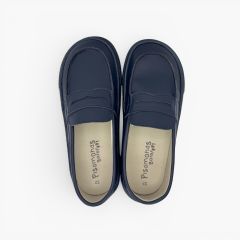 Barefoot-Schulmokassins Kinder Marineblau