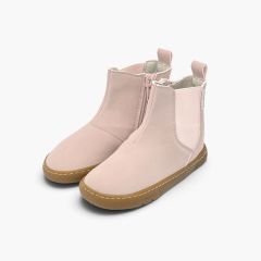Barfußstiefel geprägter Lederoptik Rosa
