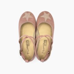 Mary Janes mit gekreuzten Riemchen und Stern Rosa