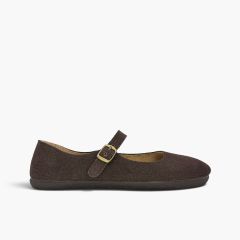 Barefoot-Mary-Janes Veloursleder Damen Schnalle Braun