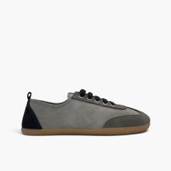 Kombinierte Barefoot-Sneaker Veloursleder große Größen Grau