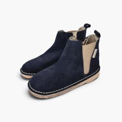 Chelsea-Stiefeletten Veloursleder Elastikeinsatz Reißverschluss Marineblau