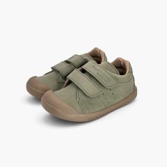 Weiche Barefoot-Sneaker Nubukoptik Trockenes Grün
