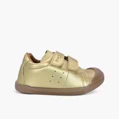Barefoot-Sneaker in Lederoptik mit Metallic-Finish Gold