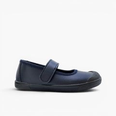 Barefoot-Schul-Mary-Janes Gummikappe Marineblau