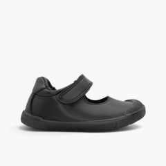 Barefoot-Schul-Mary-Janes Gummikappe Schwarz
