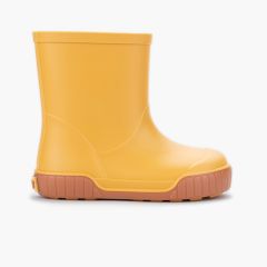 Barfuß-Gummistiefel karamellfarbener Sohle Gelb