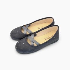 Mädchen-Ballerinas Serratex Ziernieten Grau