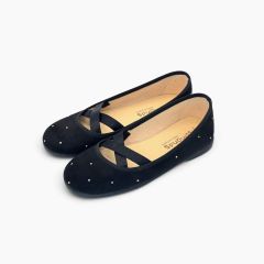 Mädchen-Ballerinas Serratex Ziernieten Schwarz