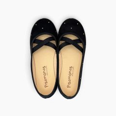 Mädchen-Ballerinas Serratex Ziernieten Schwarz
