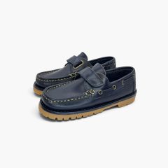 Jungen-Bootsschuhe Leder Brincatruz Track-sohle Marineblau