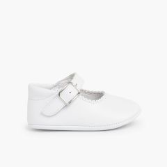 Babyschuhe aus Leder mit Schnalle Weiß