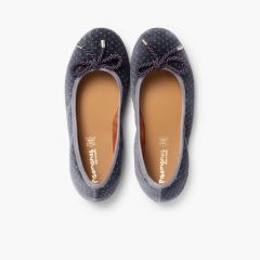 Ballerinas mit Schleife aus Samt und Strass Grau