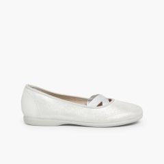 Ballerinas im Ballettstil mit glänzendem Finish Silber
