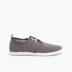 Blucherschuhe mit Schnürsenkeln und Gummisohle Grau